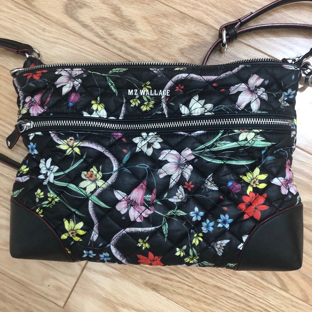 MZ Wallace floral print on black bag